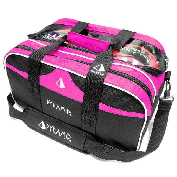 Pyramid PATH Double Tote Plus Clear Top Bag black hot pink